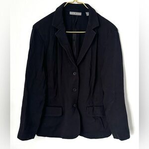 Kate Hill Black Stretch Fabric Casual Button Front Blazer Jacket Women’s 16